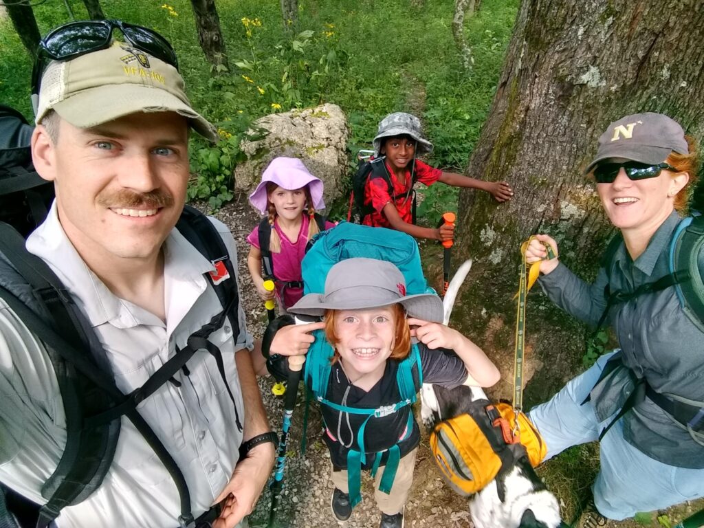 Johnson family backpacking trip to Cole Mountain and Mount Pleasant Virginia