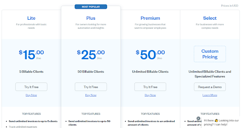 FreshBooks Pricing